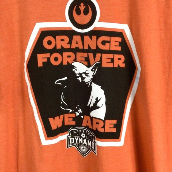 Star Wars Yoda x Houston Dynamo Soccer T Shirt Orange 2XL - Picture 2 of 4